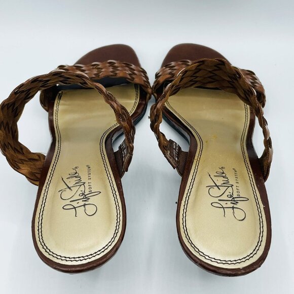 Life Stride Womens Sandal Size 10 M Brown Skip Woven Soft System Slip On Shoes - Picture 8 of 13